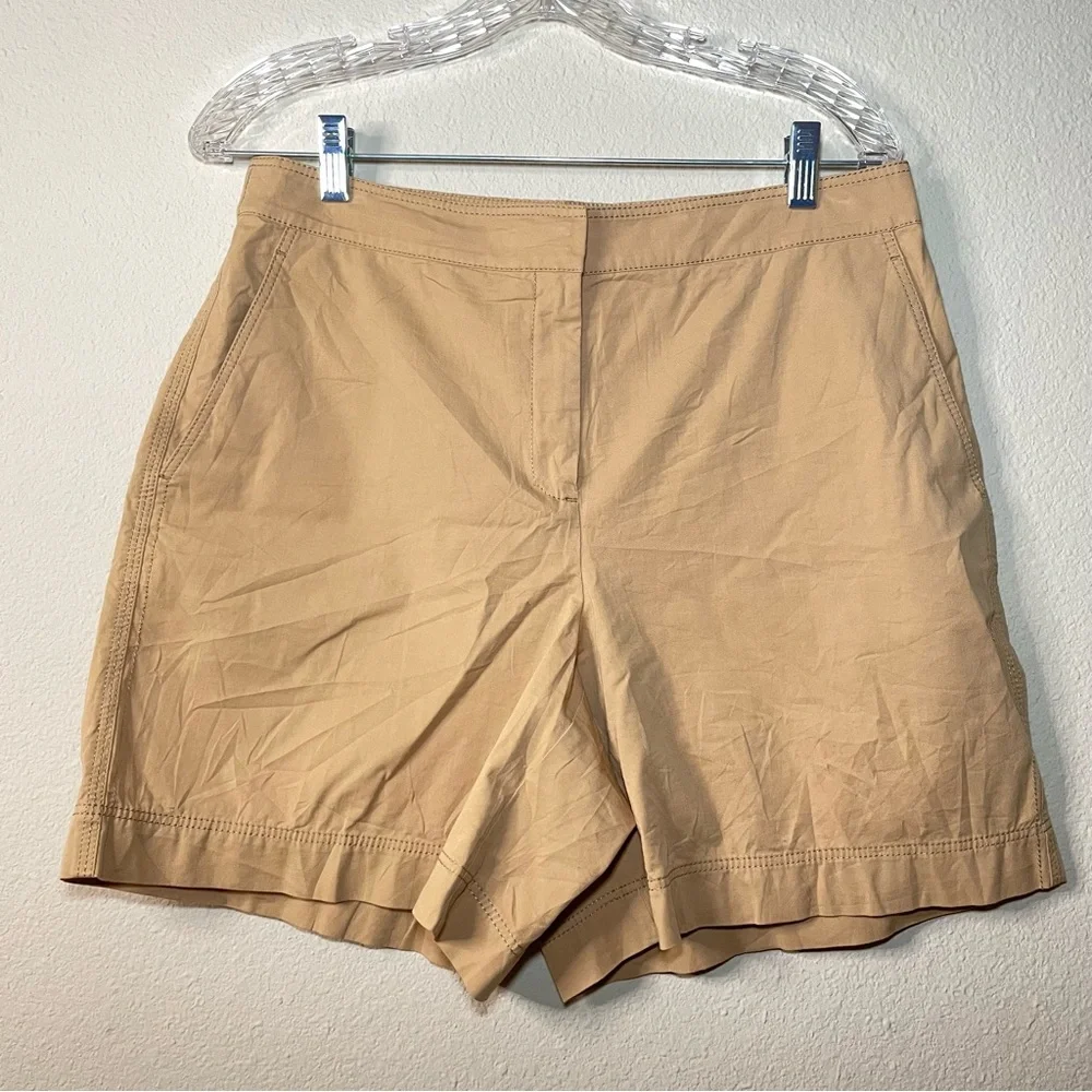 Lafayette 148 New York Fulton Wide Leg Cotton Shorts in Honeynut‎ Size Medium